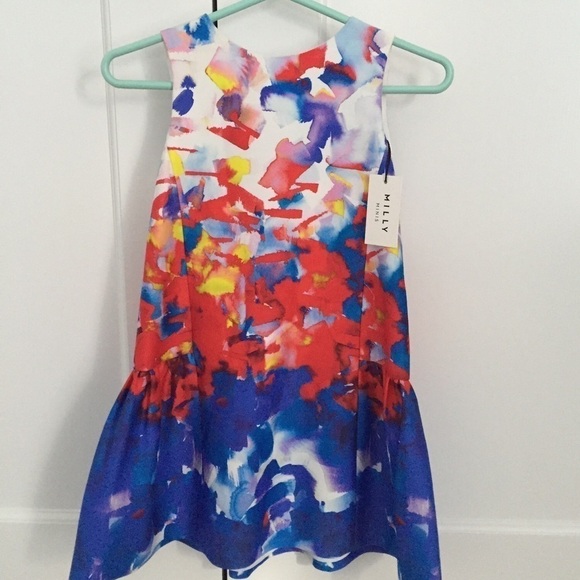 Milly Minis Watercolor Print Party Dress NWT - Picture 3 of 6